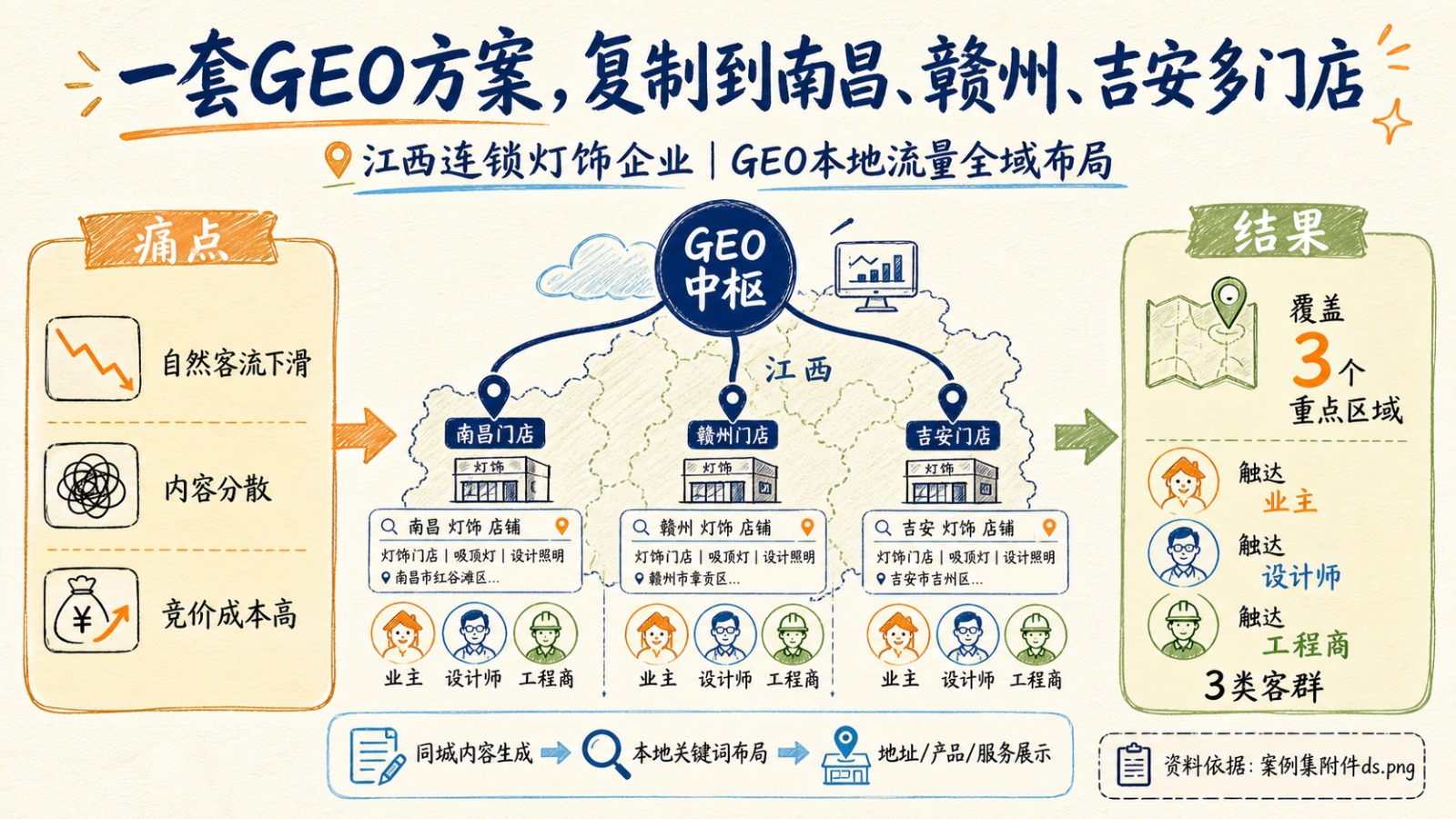 江西连锁灯饰企业GEO本地流量全域布局案例图